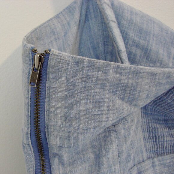 Aritzia Wilfred Blue Chambray Bustier Mini Dress Cotton Coastal Summer ~ Size 8 - Picture 9 of 12